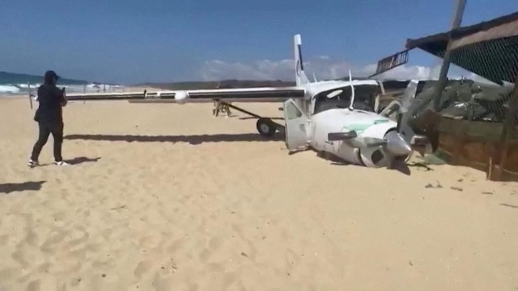 The aircraft landed on a populated area of Bacocho beach in the Pacific surfing town of Puerto Escondido on Sunday, according to reports.