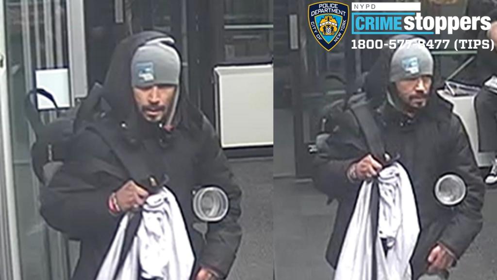 The suspect in the violent Upper East Side attempted robbery of a 91-year-old man, seen in NYPD surveillance images.