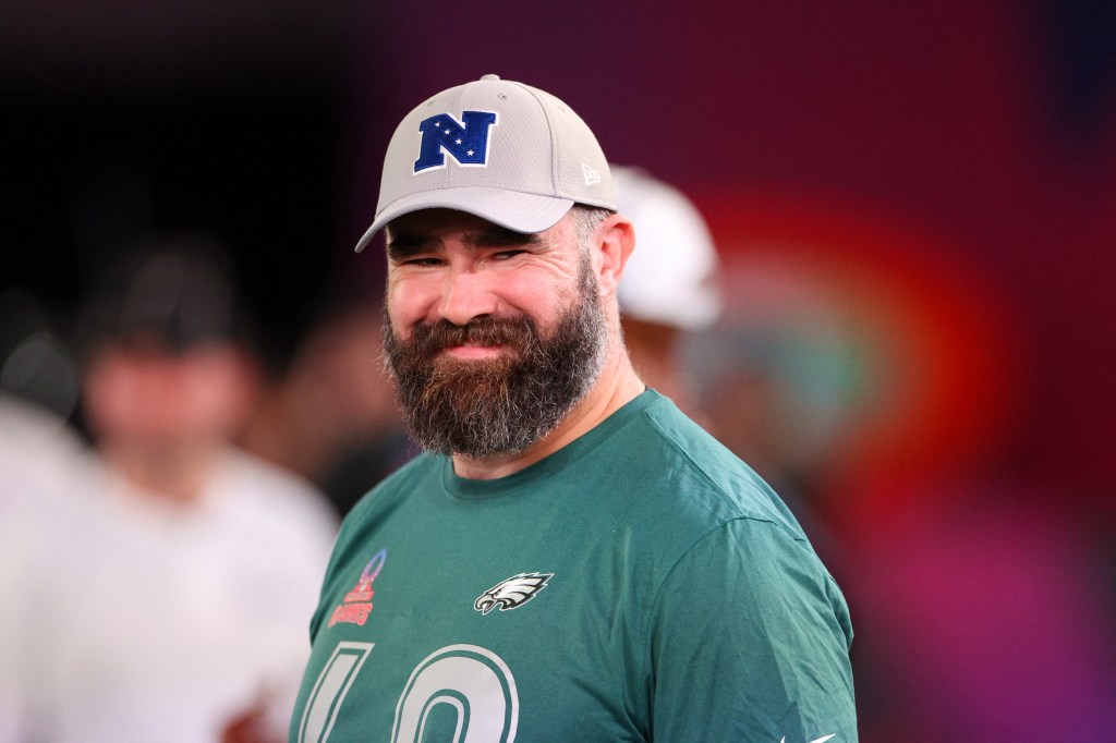 Jason Kelce smiles at the Pro Bowl on Feb. 1, 2024. 