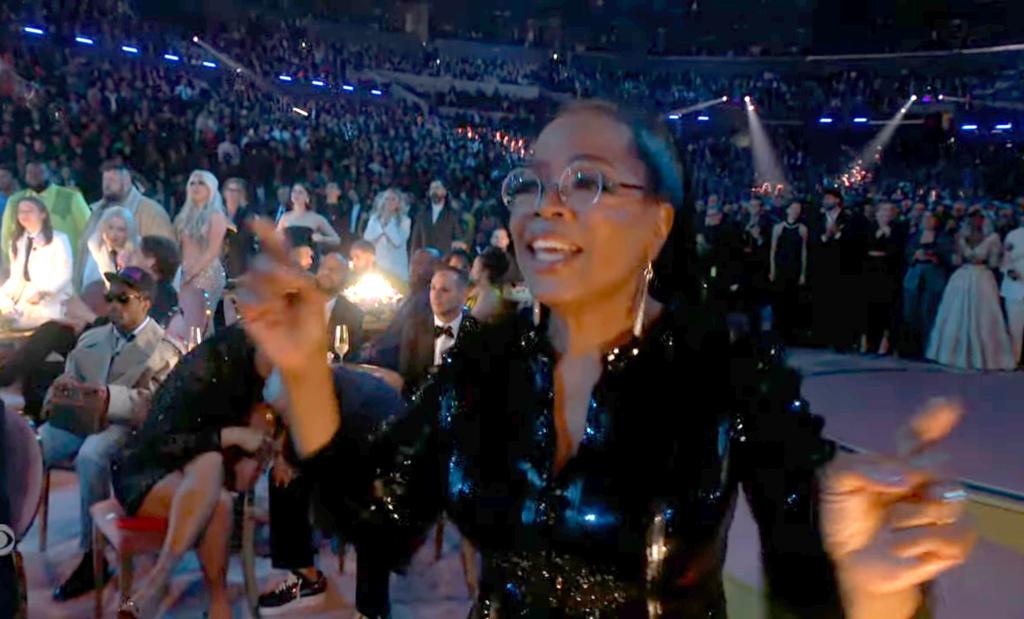 Oprah Winfrey danced from her seat during Miley Cyrus' 2024 Grammys performance. 