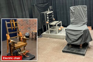 An electric chair and a death chamber.