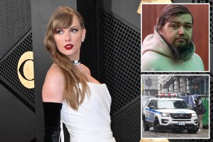 An image collage shows Taylor Swift and her stalker,