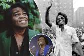 Three photos of James Brown.