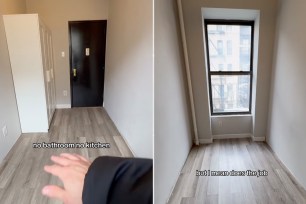 What appears to be the tiniest apartment in Manhattan has no bathroom or kitchen.