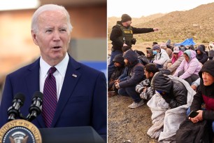 Joe Biden and migrants at the US-Mexico border