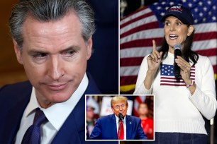 Gavin Newsom, Nikki Haley and Donald Trump