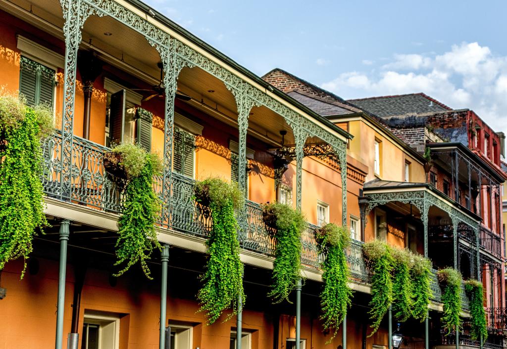 Balconies in the French Quarter with Plants