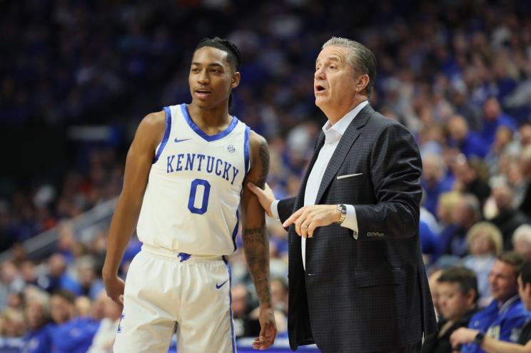 John Calipari, head coach of the Kentucky Wildcats, against the Miami Hurricanes.