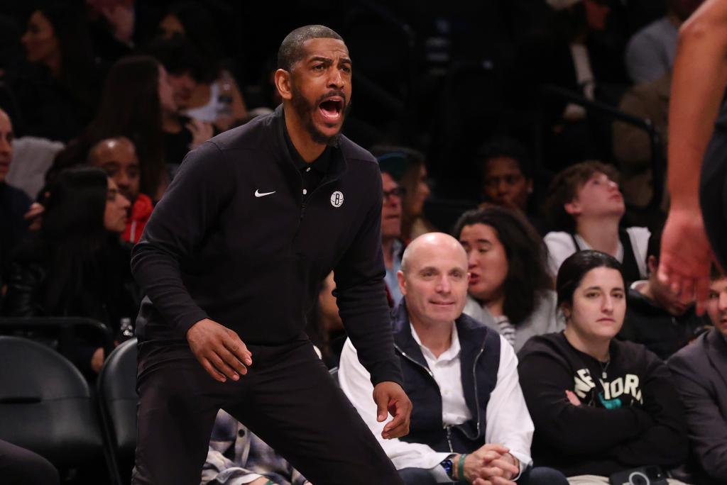 Brooklyn head coach Kevin Olllie yells out instructions during the Nets' win.