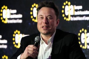 Tesla and SpaceX's CEO Elon Musk speaks during an interview with Ben Shapiro at the European Jewish Association's conference, in Krakow, Poland, Monday, Jan. 22, 2024.