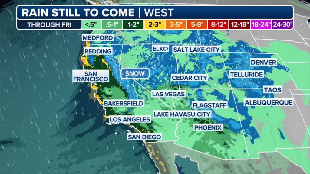 The coastal ranges may see as much as 4-6 inches of rain. 