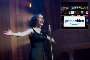 Amazon Prime logo and Marvelous Mrs. Maisel