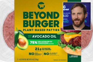 Beyond Meat burger and CEO Ethan Brown
