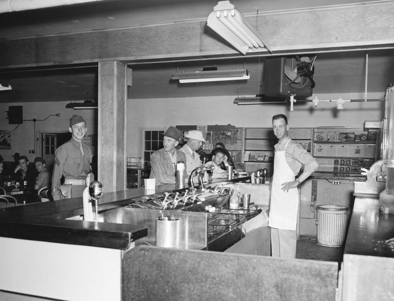 Los Alamos residents at the soda fountain counter