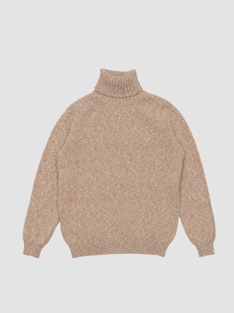 A brown knit sweater