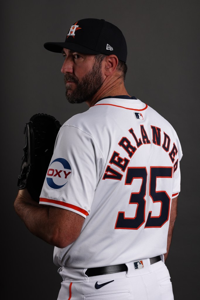 2024 resigned jersey, Justin Verlander's name is a semi-circle across his back. 