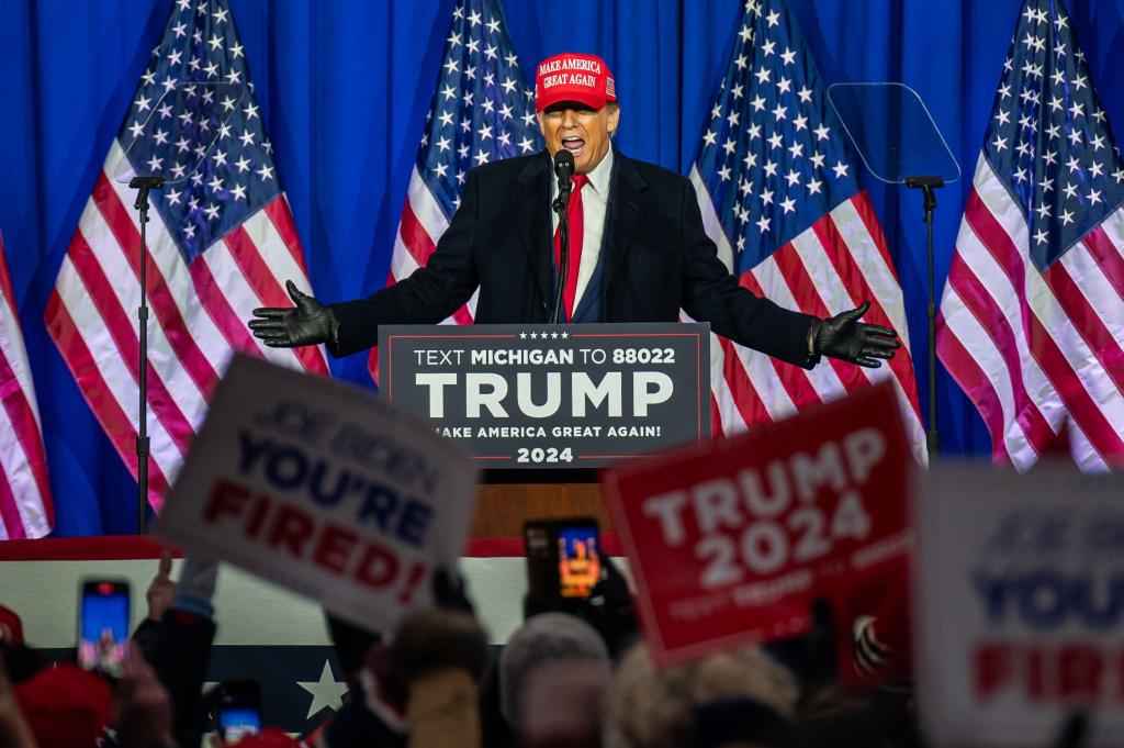 Former President Donald Trump speaking at a rally