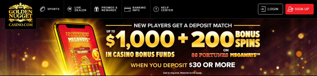 golden nugget online casino screengrab. 