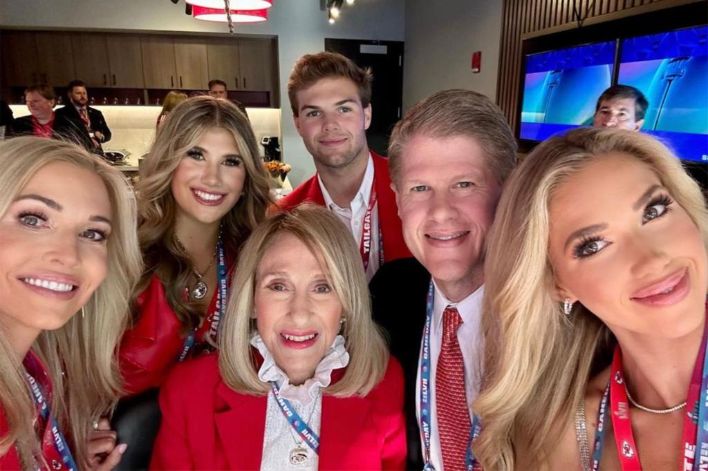 Norma Hunt (center) watches Super Bowl 2023 with her family in Arizona.