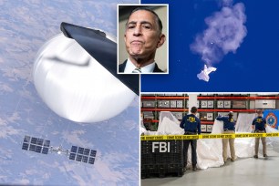 FBI agents process material from the recovered spy balloon - California Rep, Darrell Issa - images of the Chinese spy balloon of 2023