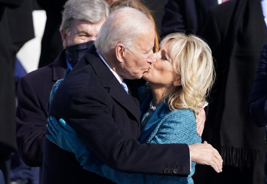 The topic was discussed in a new book about First Lady Jill Biden (seen right with her husband during his inauguration on Jan. 20, 2021).