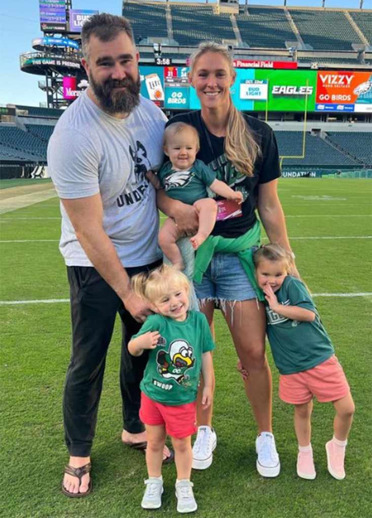 Jason and Kylie Kelce with their three daughters.