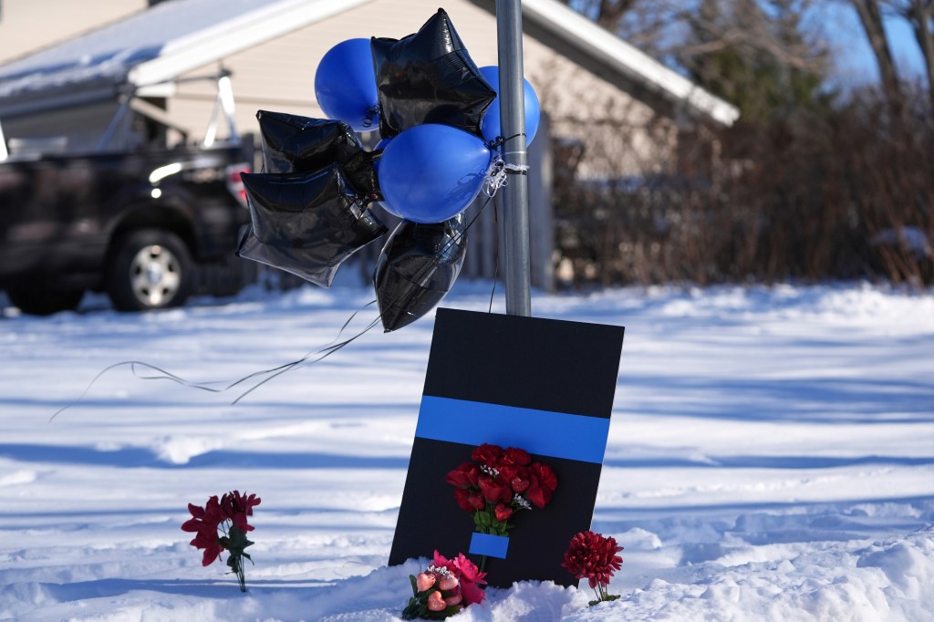 A makeshift memorial left at the scene of the deadly shooting.