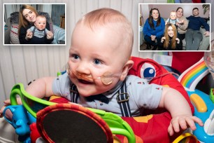 A miracle UK baby who was born four months early, weighing the same as a loaf of bread, has beaten incredible odds to celebrate his first birthday.