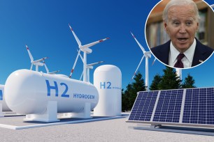 hydrogen containers with an inset of joe biden