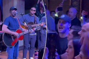 Daniel Jones was in attendance at the Madden Bowl after-party when Tua Tagovailoa joined Darius Rucker to play "Wagon Wheel."