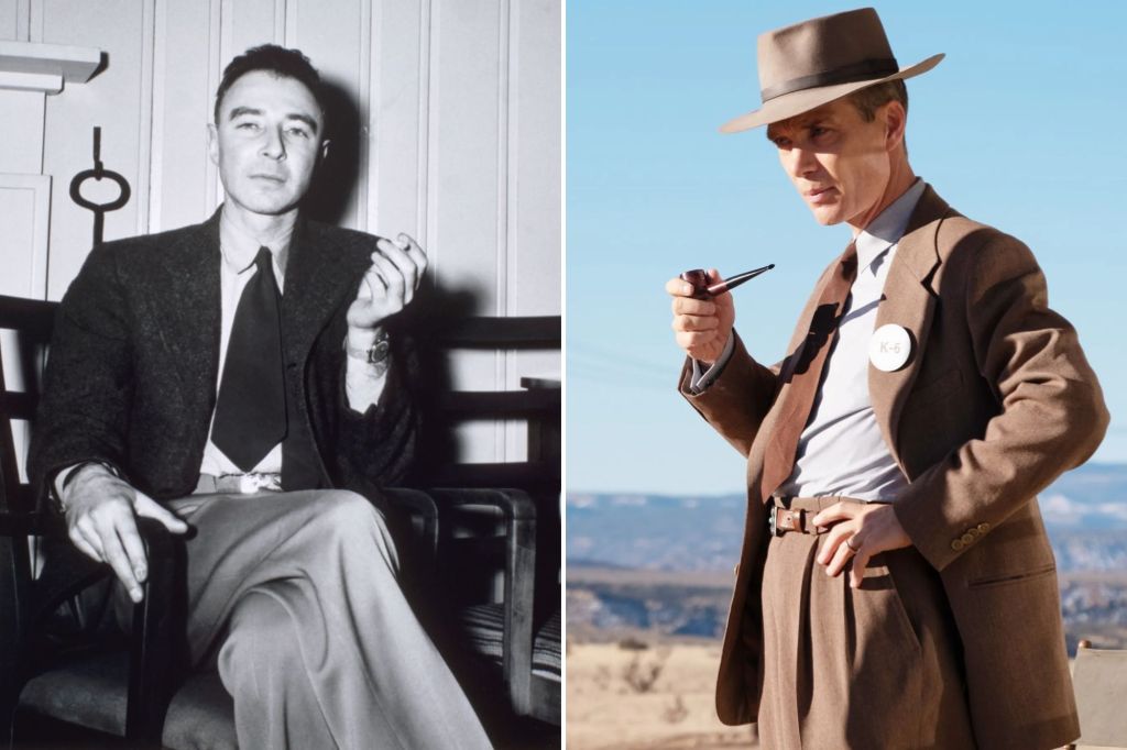 Dr. J. Robert Oppenheimer (left) played by Cillian Murphy (right) in Christopher Nolan's BAFTA-winning film "Oppenheimer." 