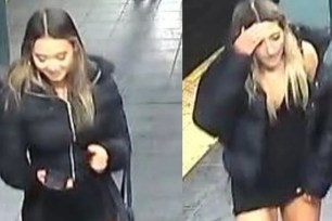 A pair of smiling blonde crooks wearing little black mini dresses dresses swiped an unsuspecting woman's purse and tried to use her credit card for an overnight McDonald's feast in the East Village, police said. 