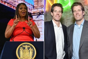 Attorney General Letitia James and Winklevoss twins