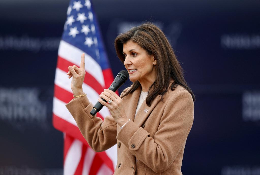 Republican presidential candidate Nikki Haley speaks during a campaign visit.