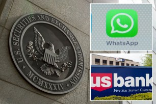 Securities and Exchange Commission headquarters, US Bancorp sign and WhatsApp logo