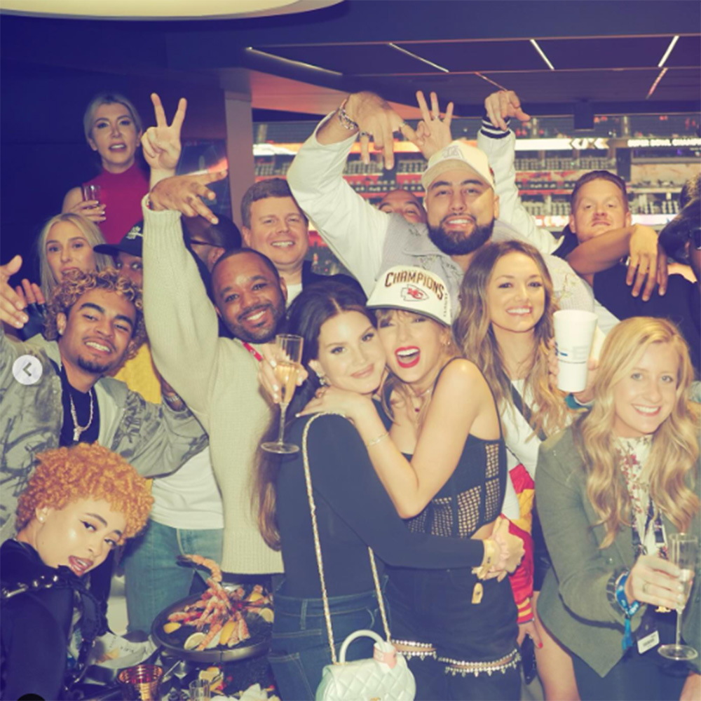 Taylor Swift and Ross Travis in a private suite at Super Bowl 2024, during which the Chiefs beat the 49ers at Allegiant Stadium in Las Vegas on Feb. 12, 2024. 