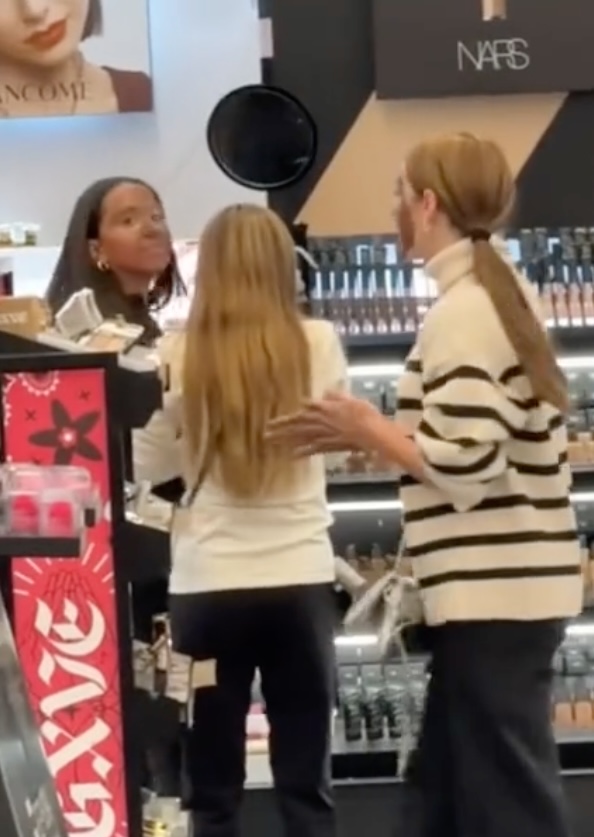 At least two of three girls were caught on camera putting on makeup meant for darker skin tones.