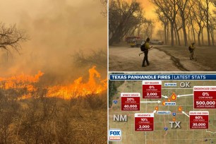 Wildland firefighters are working to contain multiple massive wildfires burning in the Texas Panhandle region and across the Plains, fueled by unseasonably hot weather and gusty winds.