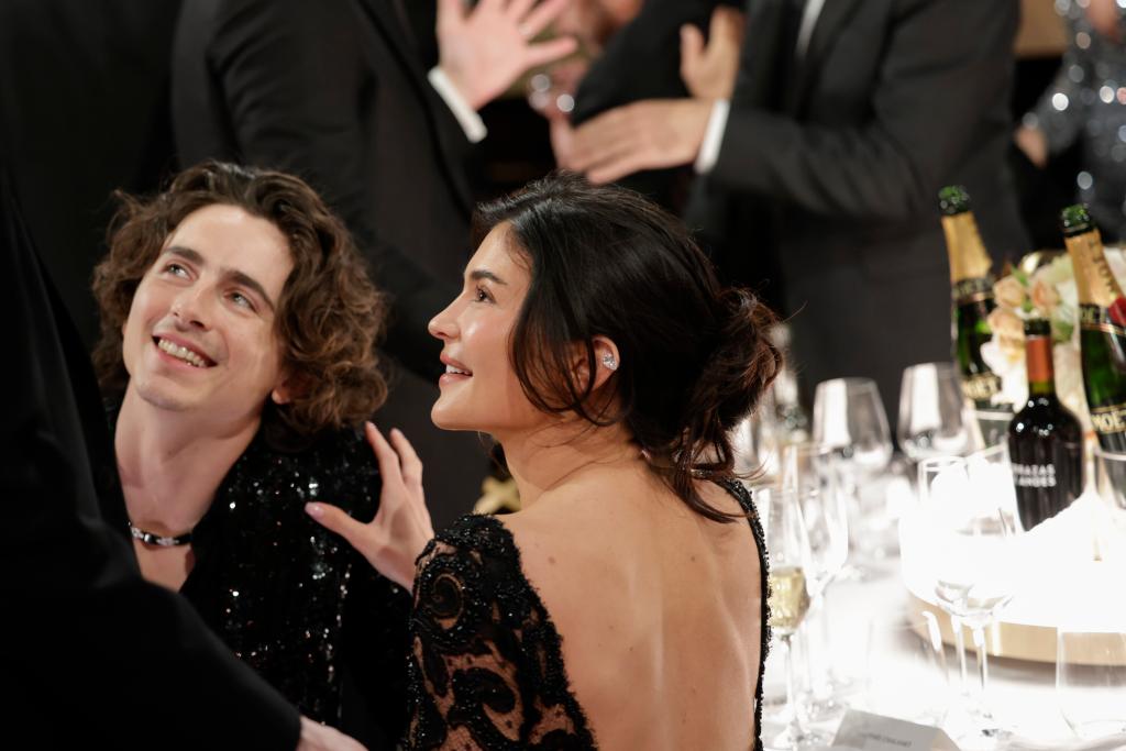 Timothee Chalame and Kylie Jenner at the 81st Annual Golden Globe Awards.