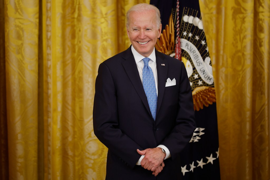 Joe Biden awards the Public Safety Officer Medals of Valor to recipients in the East Room of the White House.