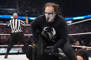 Sting in his final match at AEW Revolution on March 3, 2024.