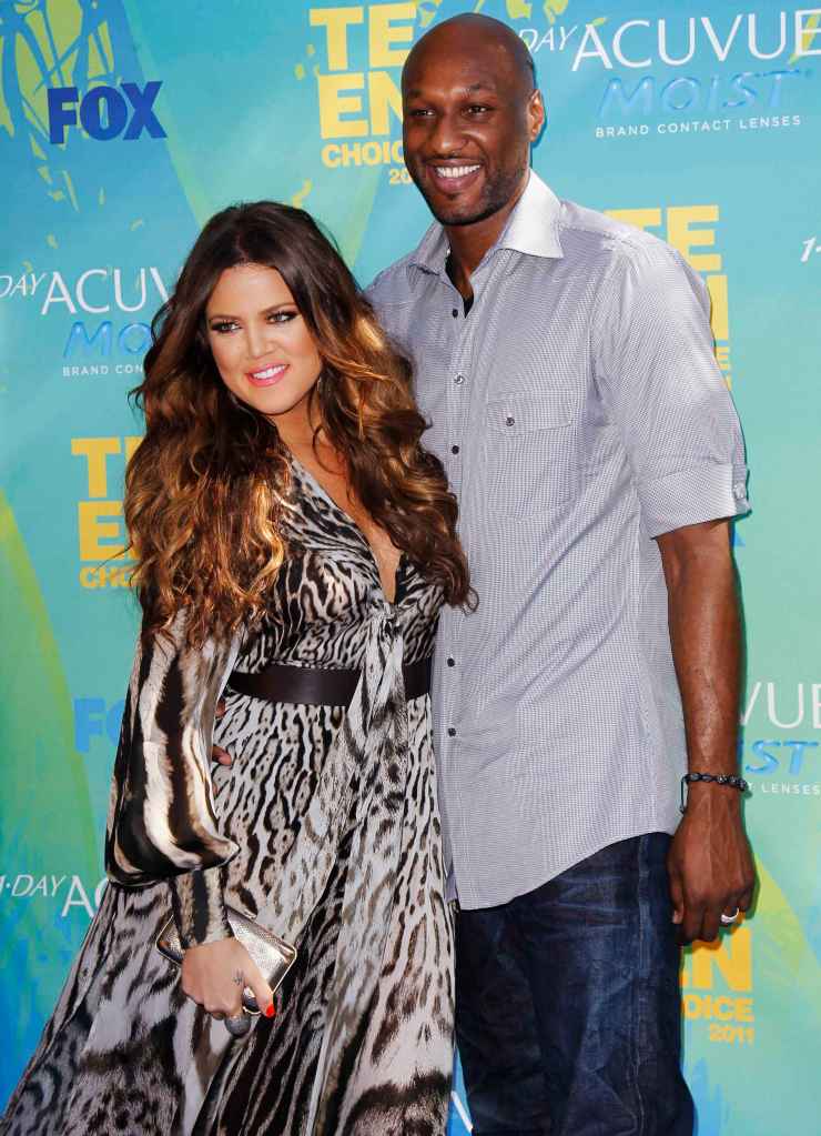 Los Angeles Lakers' Lamar Odom and wife Khloe Kardashian arrive at the Teen Choice Awards in Los Angeles, California in August 7, 2011