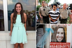 Photos of Mollie Tibbett and the man convicted of murdering her, Cristhian Bahena Rivera, getting escorted by police.