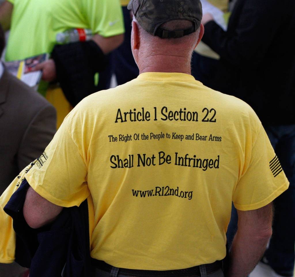 Gun rights activist wearing a second amendment t-shirt