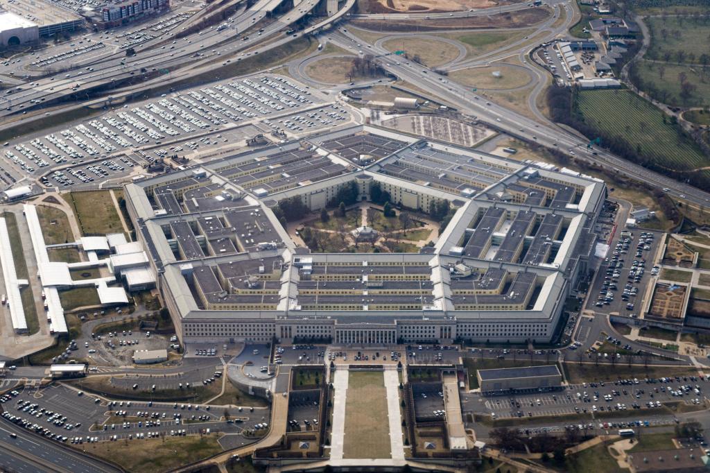 This aerial photograph taken on March 8, 2023 shows the Pentagon