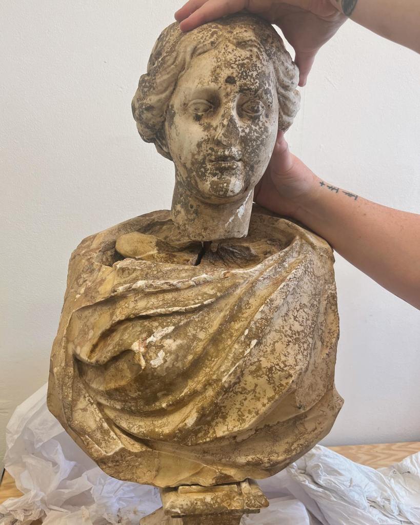 The rest of the statue was found buried nearby just two weeks later.