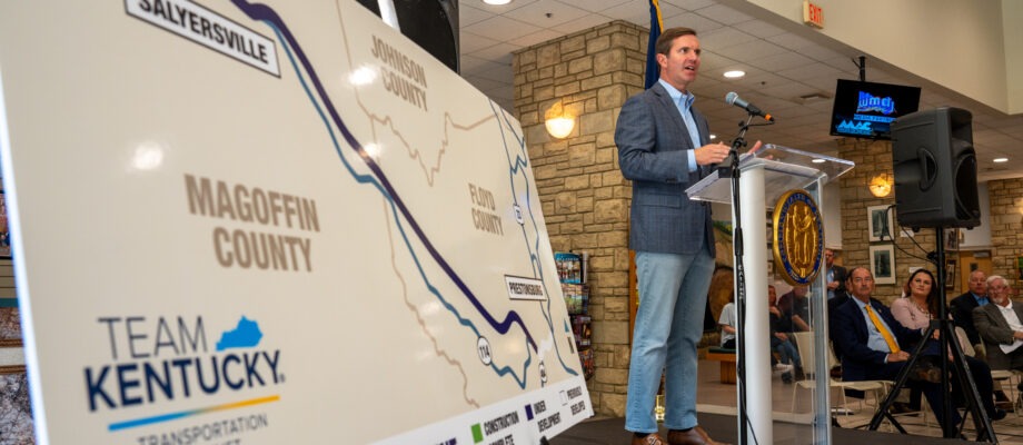 Kentucky Gov. Andy Beshear at the announcement for the final phase of the Mountain Parkway Expansion on Aug. 8, 2023.