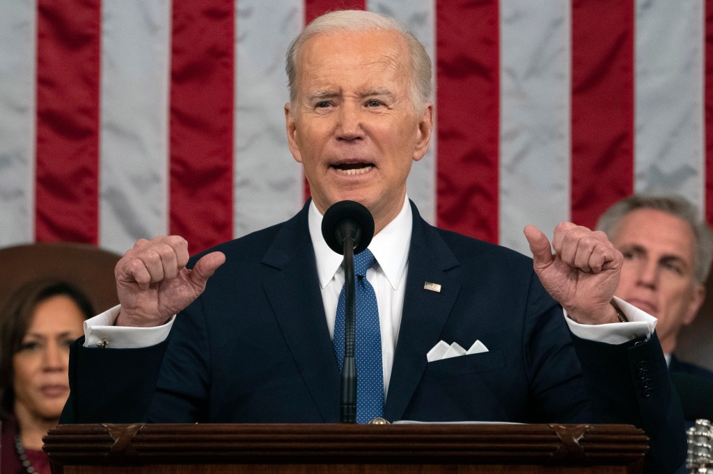 President Joe Biden delivers the State of the Union address to a joint session of Congress at the U.S. Capitol, Feb. 7, 2023, in Washington.