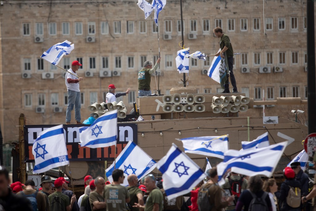 A protest calling for equality in military service in Jerusalem on March 26, 2024.