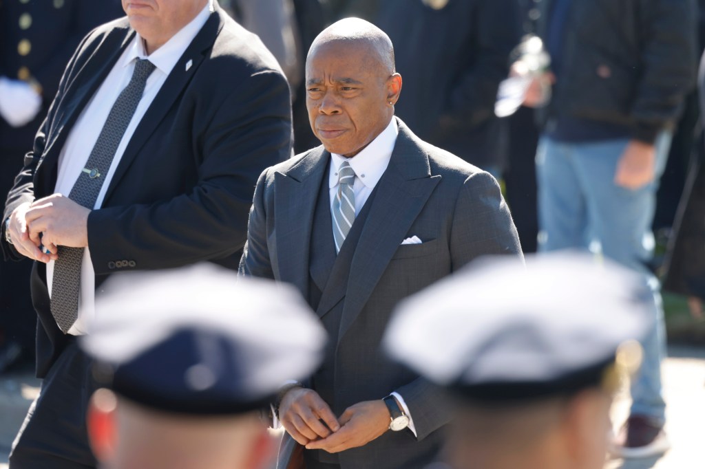 Mayor Eric Adams attending Diller's funeral where he praised the young officer.